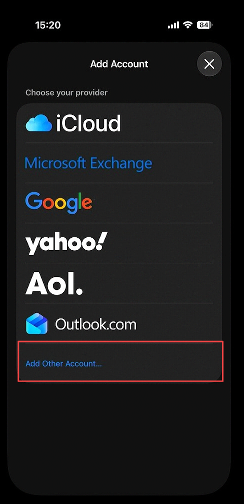 Select Add Other Account